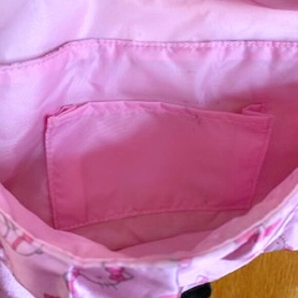 Girls' Hello Kitty Pink /Black Shiny Purse Handbag Kitty Charm Bow Snap 12"x 6" - Picture 8 of 8